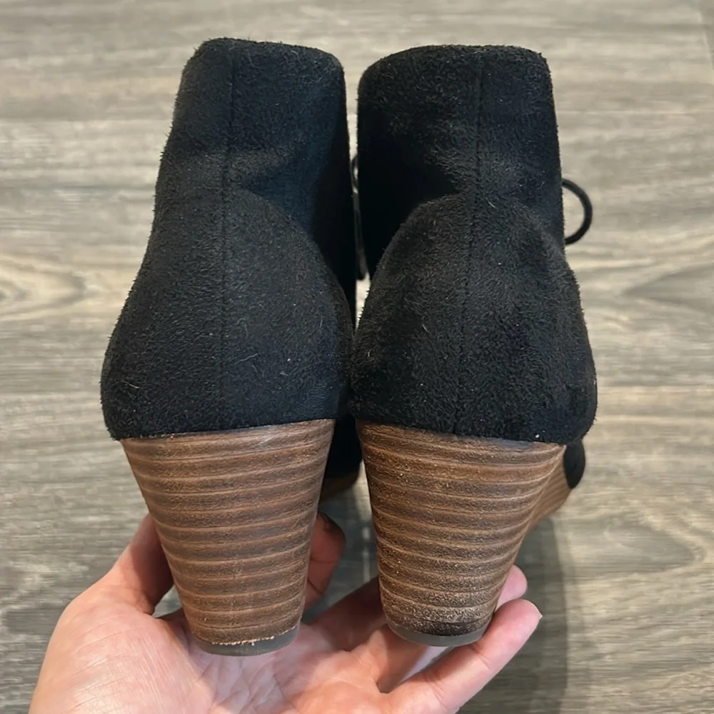 Dr Scholl's Boots Size 10 Dakota Wedge Bootie Faux Suede Black Memory Foam NWOT